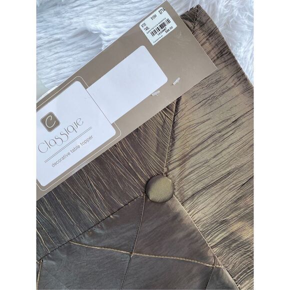 NWT SARO Lifestyle Brown Diamond Crinkle Pintuck 60”X60” Tablecloth - Picture 12 of 12